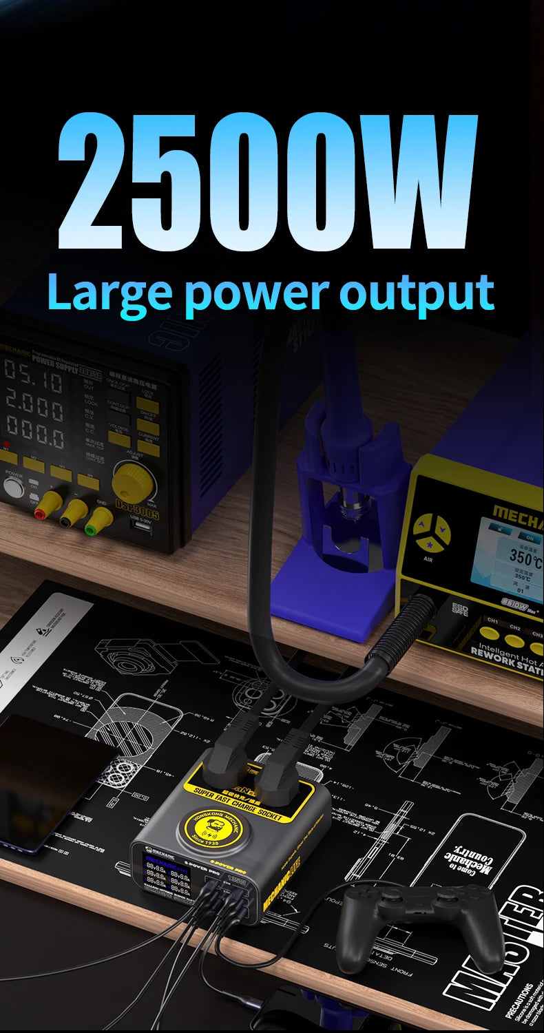MECHANIC S-power Pro QC3.0 PD67W Fast charging Tech With LCD Digital Display Multi-Port Charger For Laptops Phone Camera Pad etc