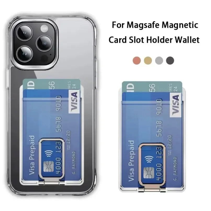 Magnetic Phone Card Holder 2 in 1 Magnetic Card Stand Bank Card Storage For Magsafe iPhone 16 15 14 13 12 Safe Phone Shell Mount