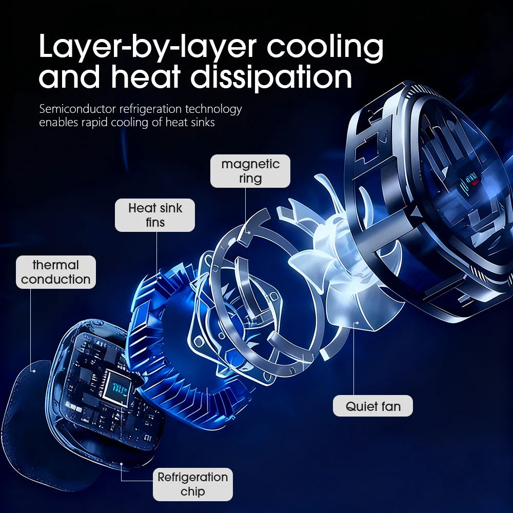 2-in-1 Magnetic Mobile Phone Cooler Back-Clip Game Live Cooler Semiconductor Cooling Fan for IOS Android Smart Phone Radiator