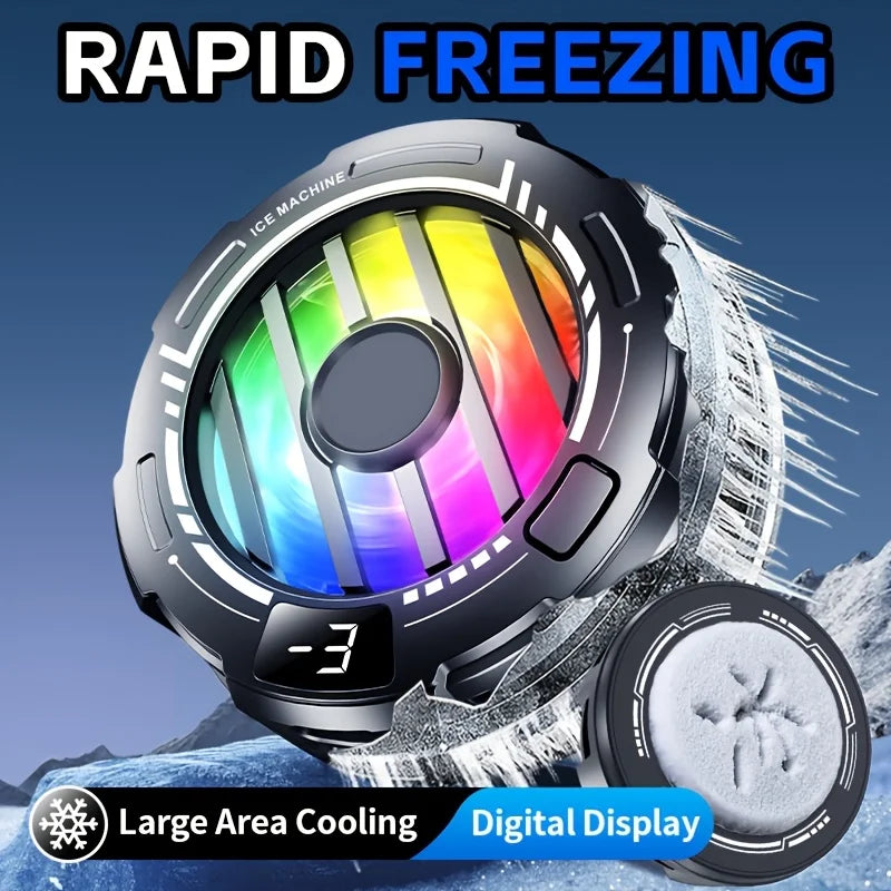 Phone Cooler, Magnetic Fan Small USB Fan for Gaming with Removable Grip, Semiconductor Cooling RGB Radiator