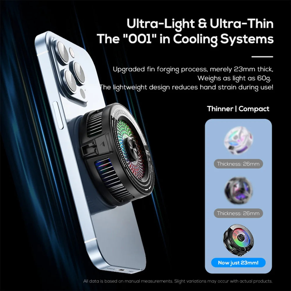 Phones Magnetic Cooler 3-gear Wind Speed With Lights Semiconductor Refrigeration Cool Down Digital Display Cellphones Radiator