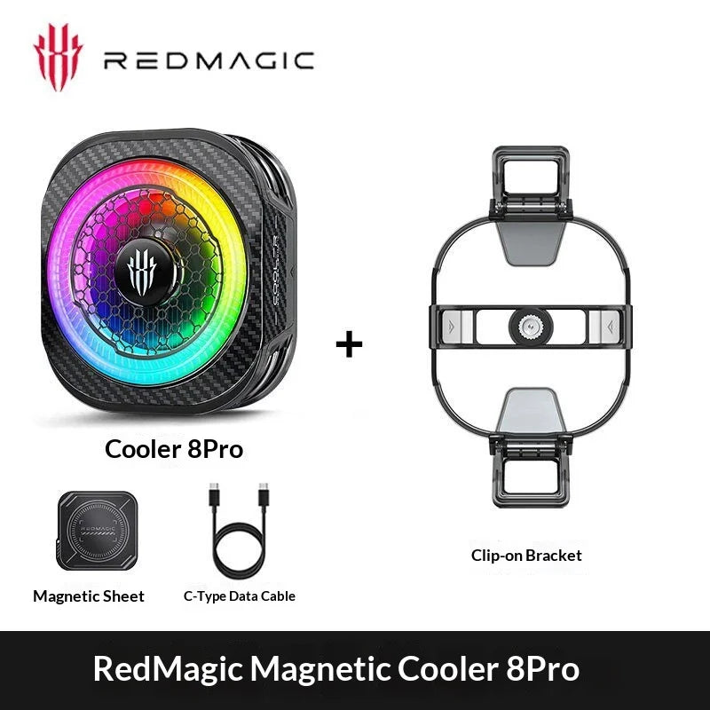 Redmagic 8pro Radiator Magnetic Back Clip Phone Cooler Magnetic Cooling RGB for Phone Black Shark Flydigi Gaming Live Streaming