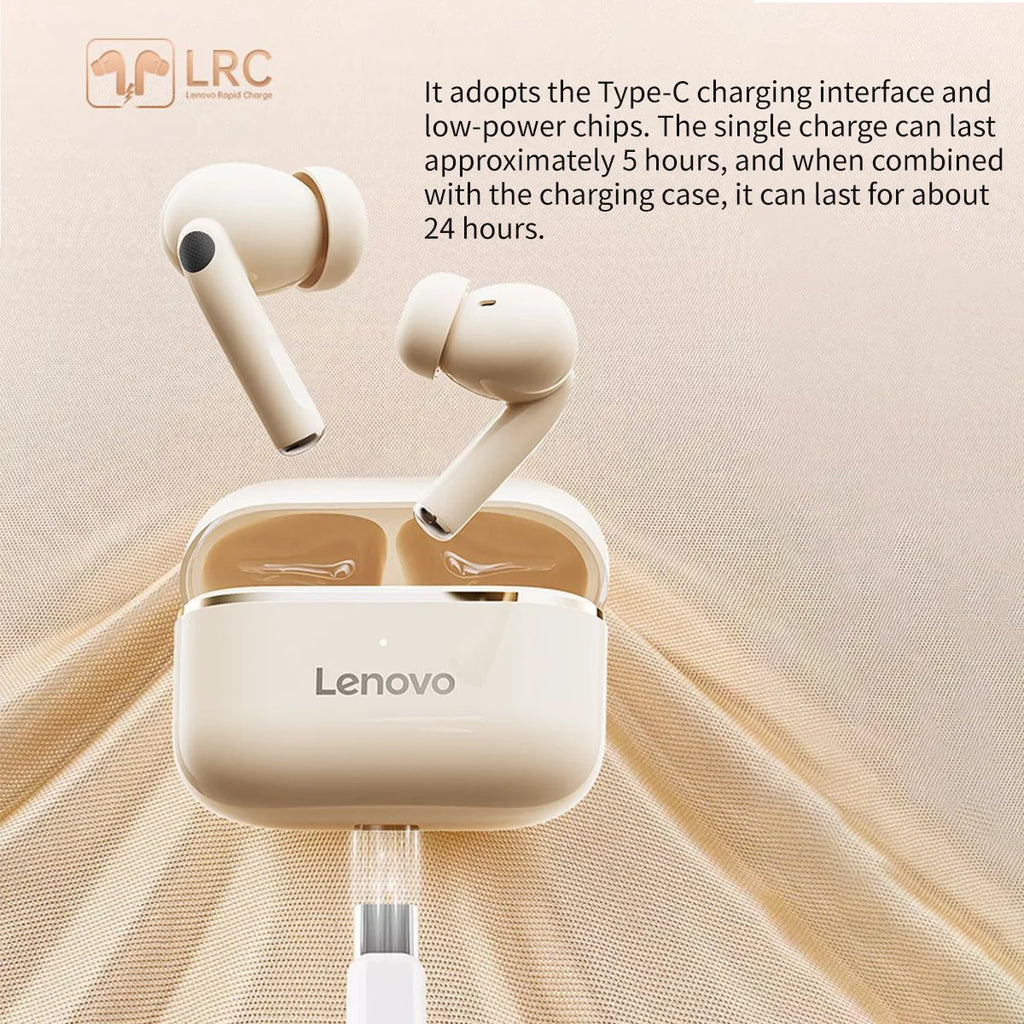 Lenovo Wireless Earbuds BT5.4 Low Latency HD Call with Noise Reduction Long Standby Ergonomic Human-Ear Design