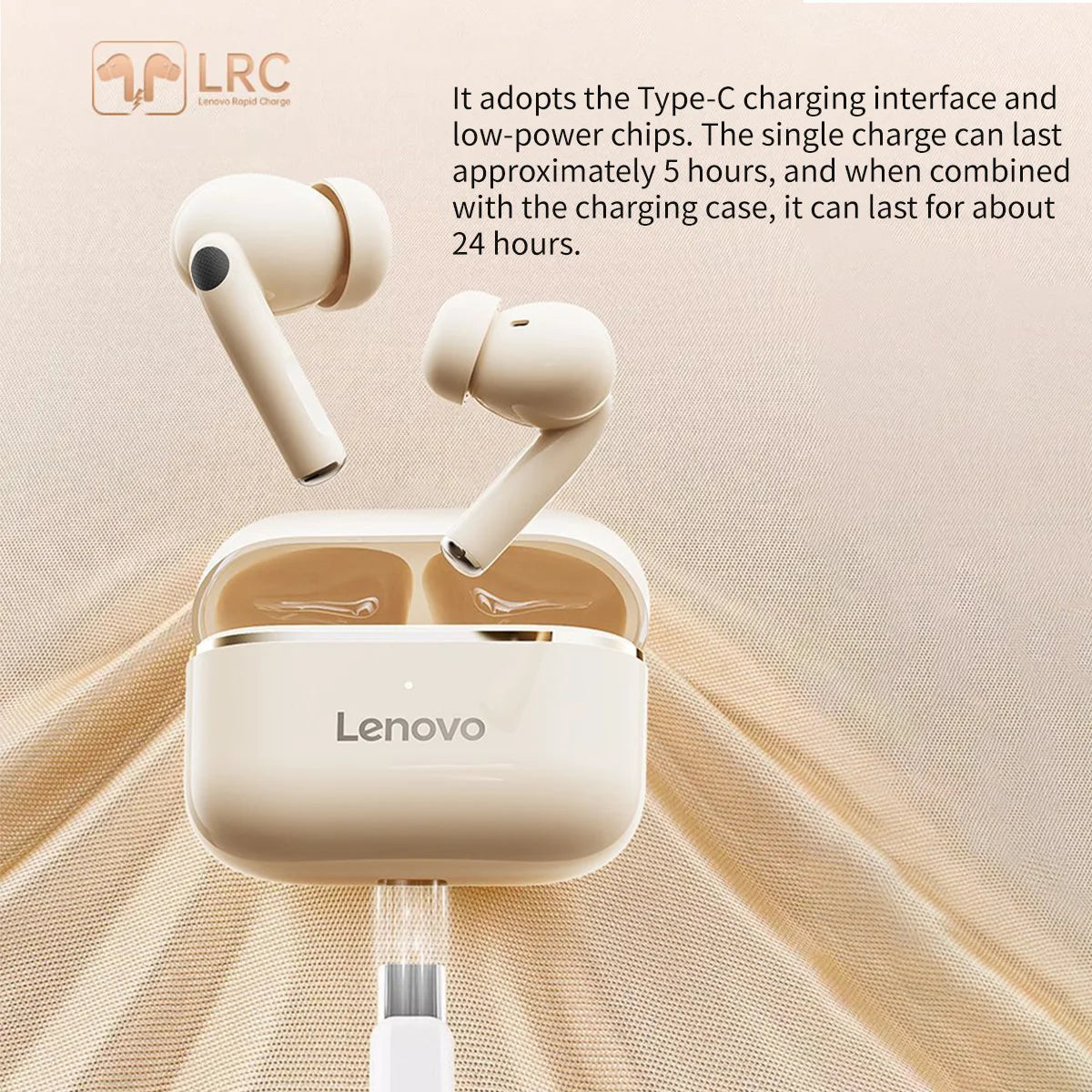 Lenovo Wireless Earbuds BT5.4 Low Latency HD Call with Noise Reduction Long Standby Ergonomic Human-Ear Design