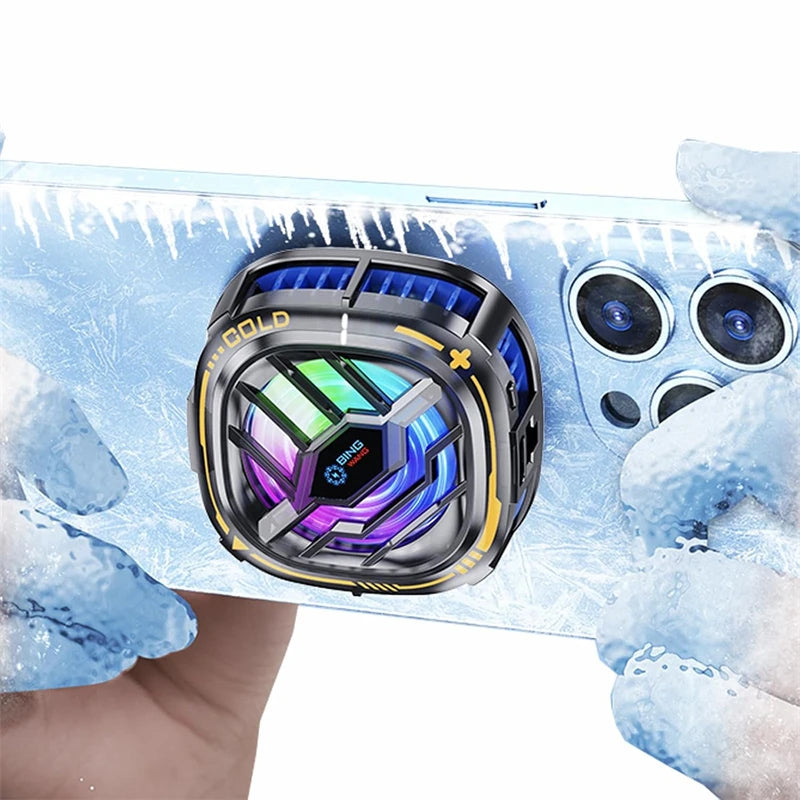 Magnetic RGB Cell Phone Cooling Fan with Temperature Display for Magsafe Mobile Gaming IPad Phone Cooler Air Radiator Aircooler