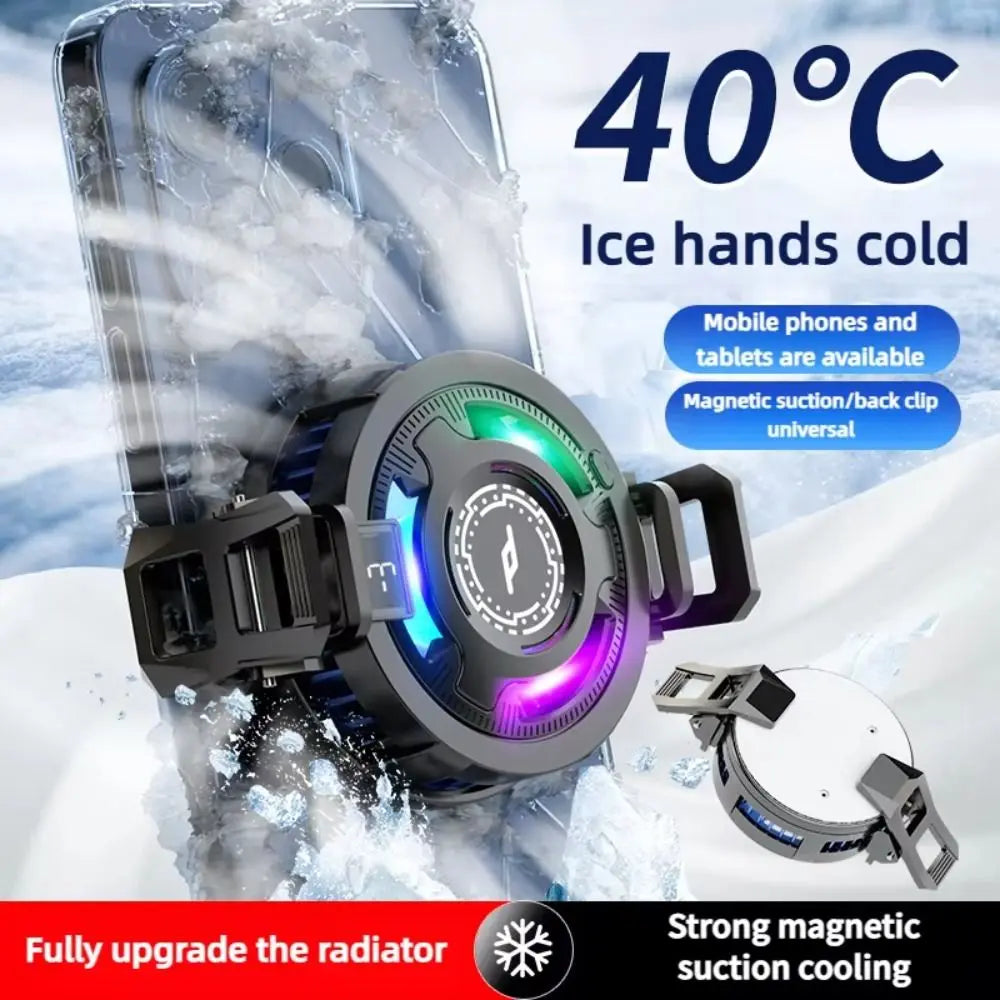 ABS Magnetic Phone Cooler Detachable Digital Display Back Clip Type Cooler 3 Speed Type C Interface Semiconductor Cooling Fan