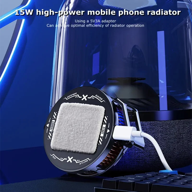 15W Strong Cooling FS03 Semiconductor Mobile Phone Cooler Radiator Magnetic and Rotatable Clip Quit 7 Color lighting Back Clip