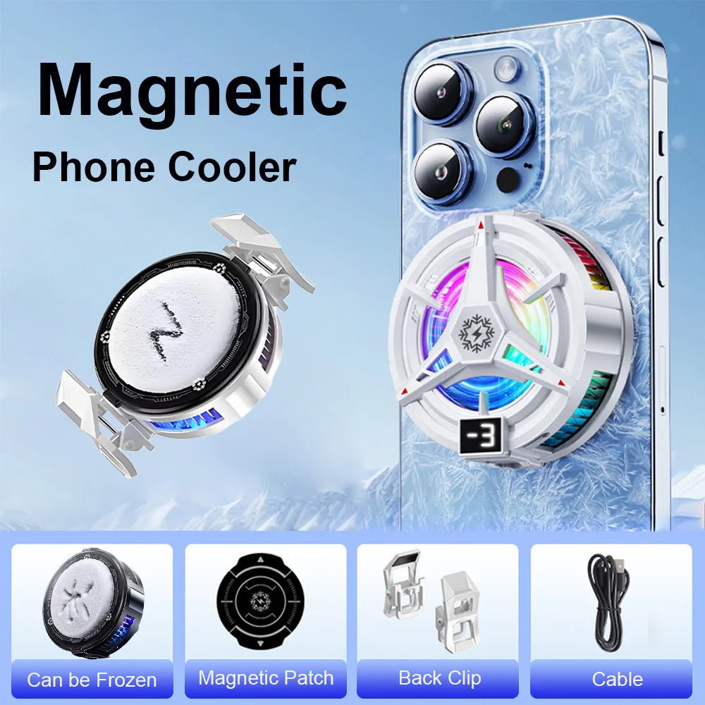 Magnetic Phone Cooler for Gaming with RGB Light - Semiconductor Cooling Fan Compatible with iPhone Magsafe Android & iPad