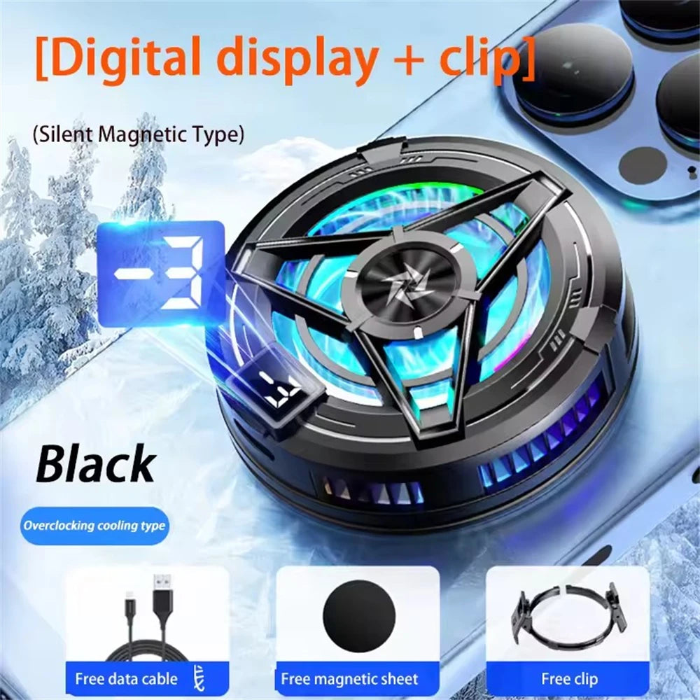 FANGTUOSI Magnetic Phones Cooler Back-Clip 2 in 1 Game Cooler Semiconductor Fast Phone Cooling Fan for IOS Android Phone