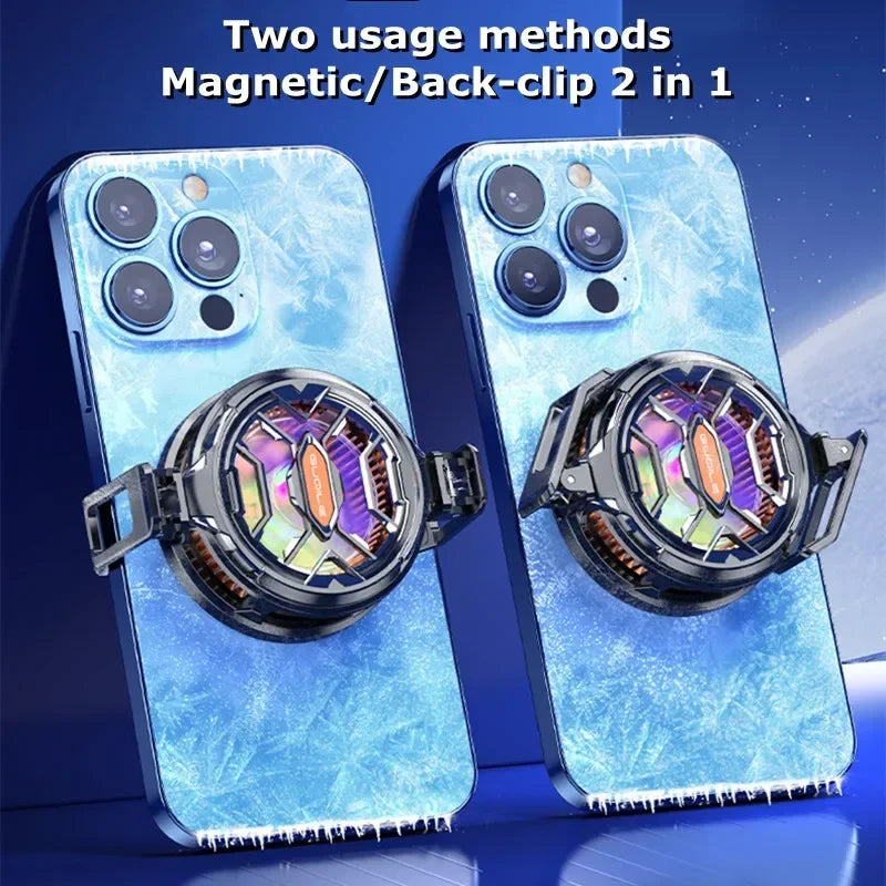 15W Strong Cooling FS03 Semiconductor Mobile Phone Cooler Radiator Magnetic and Rotatable Clip Quit 7 Color lighting Back Clip