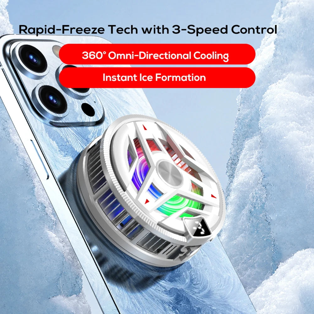 Magnetic Semiconductor Phone Cooler RGB Lights Digital DisplayCooling Fan Freeze Radiator For Gaming Tablet/Live Streaming ﻿