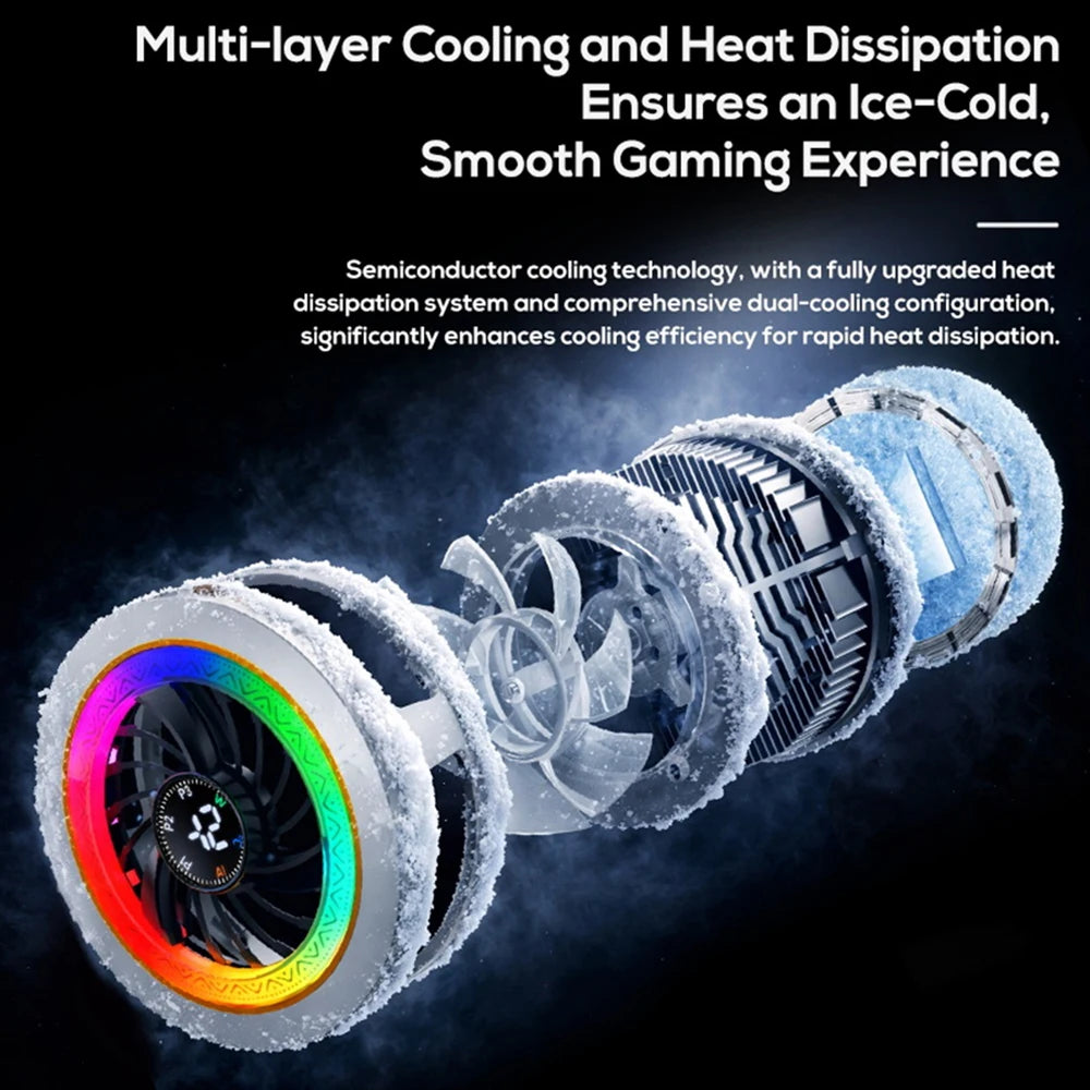 Magnetic phone cooler with intelligent AI temperature control and real-time digital display - a must-have for phone cooling