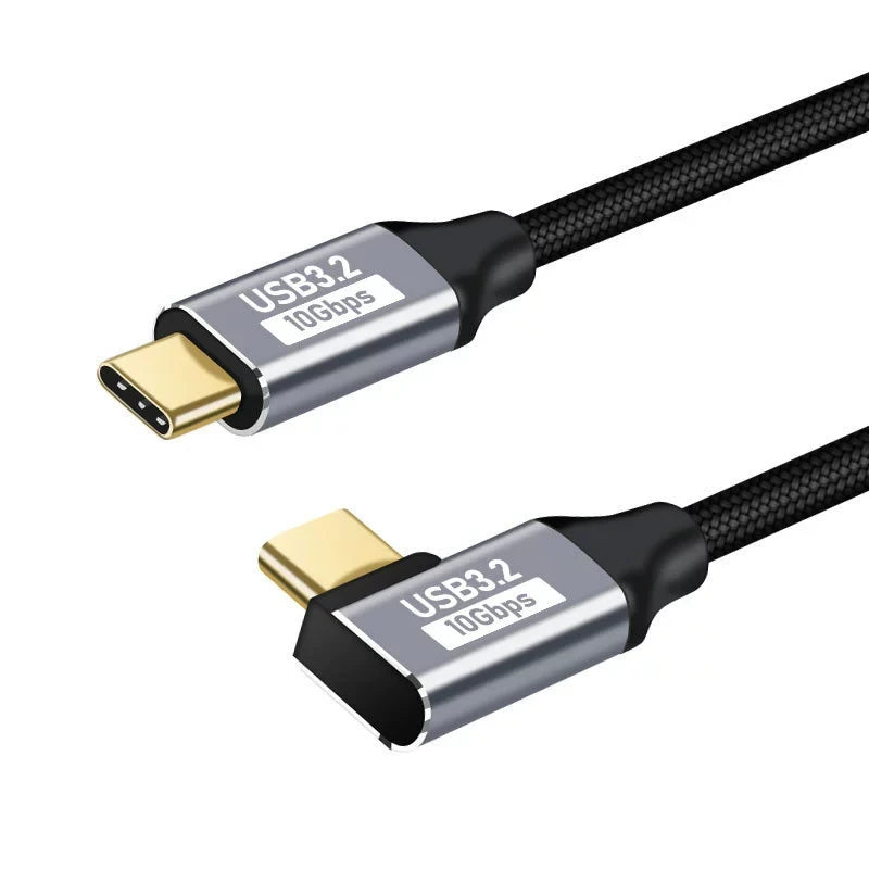 100W PD Fast Charging Cable 5A Type USB C 3.1 Gen 2 Male to Female Extension Cord 90 Angle 10Gbps USB C Extender Data Cables