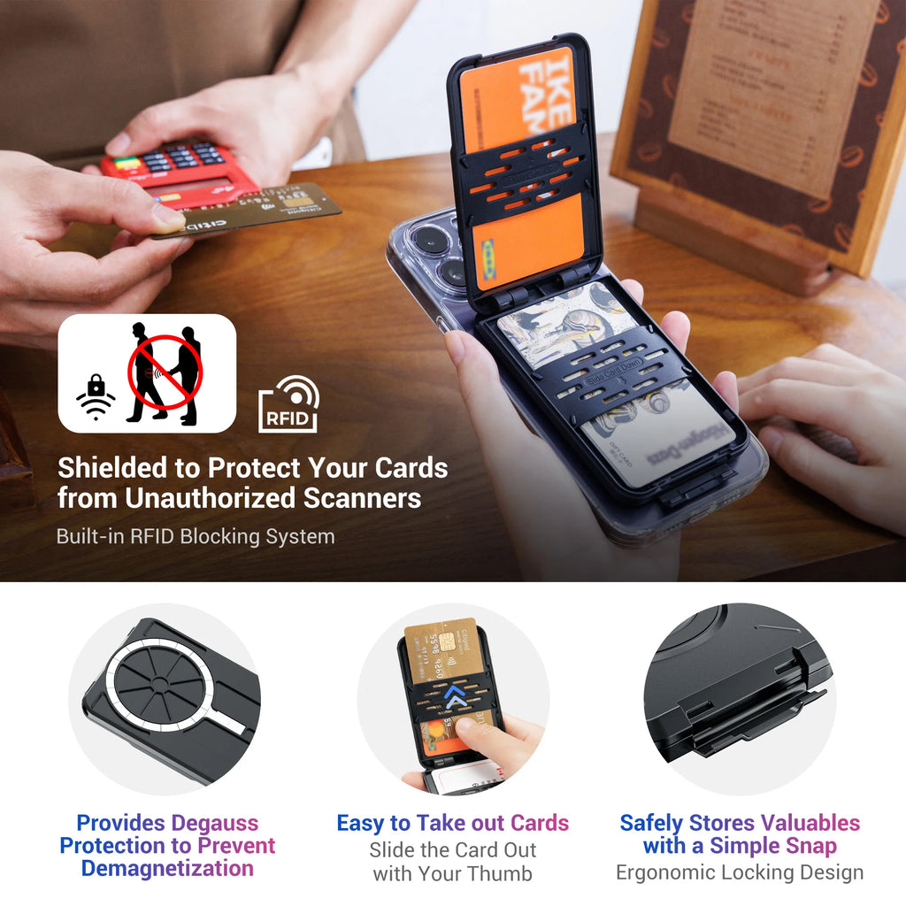 Magnetic Wallet &Card Holder with RFID Blocking Function for iPhone 17 16 15 14 Pro/ Pro Max/13 Pro Max/13 12 Pro MagSafe Wallet