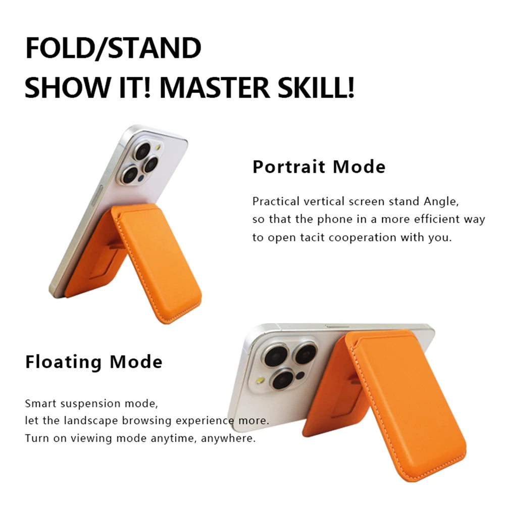 Magnetic Card Holder for Magsafe Multifunctional  Leather Card Storage Pouch with Hide Stand for i Phone 16 15 14 13 12 Series