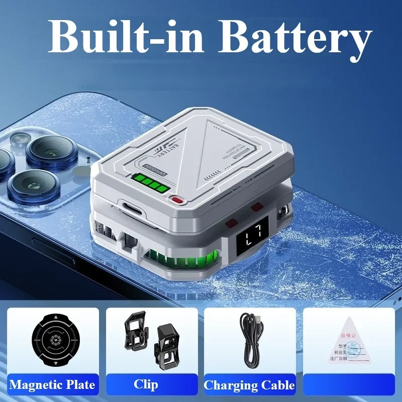 TH10 Semiconductor Phone Cooler Radiator 5000mAh Long-Lasting Ice Cooling Power Adjustable Magnetic & Clip-on for Phone Gaming