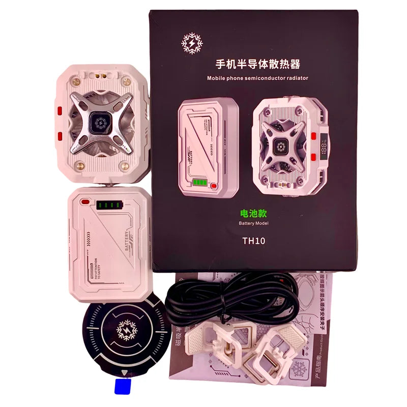 TH10 Semiconductor Phone Cooler Radiator 5000mAh Long-Lasting Ice Cooling Power Adjustable Magnetic & Clip-on for Phone Gaming