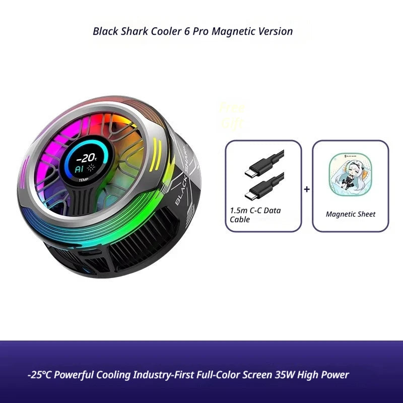 Black Shark Magnetic Phone Cooler 6 Pro Semiconductor Cooling Full Color Smart Screen Esports Heat Sink 35W High Power FunCooler