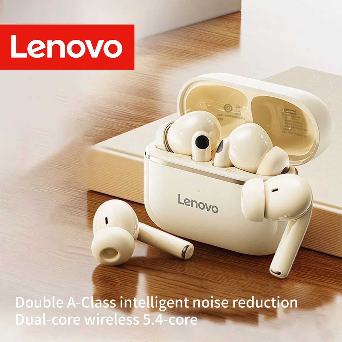 Lenovo Wireless Earbuds BT5.4 Low Latency HD Call with Noise Reduction Long Standby Ergonomic Human-Ear Design