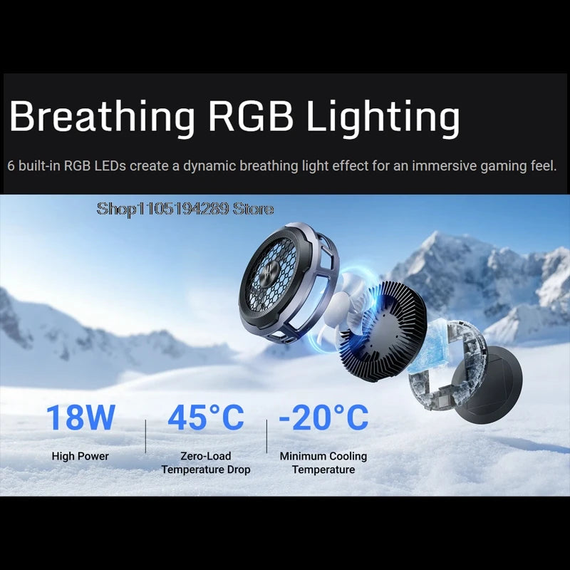Redmagic Cryo Cooler 8 Air Magnetic Phone Cooler 65g Ultra Light 21mm Ultra Thin 30dB Low Noise -20°C Semiconductor Cooling