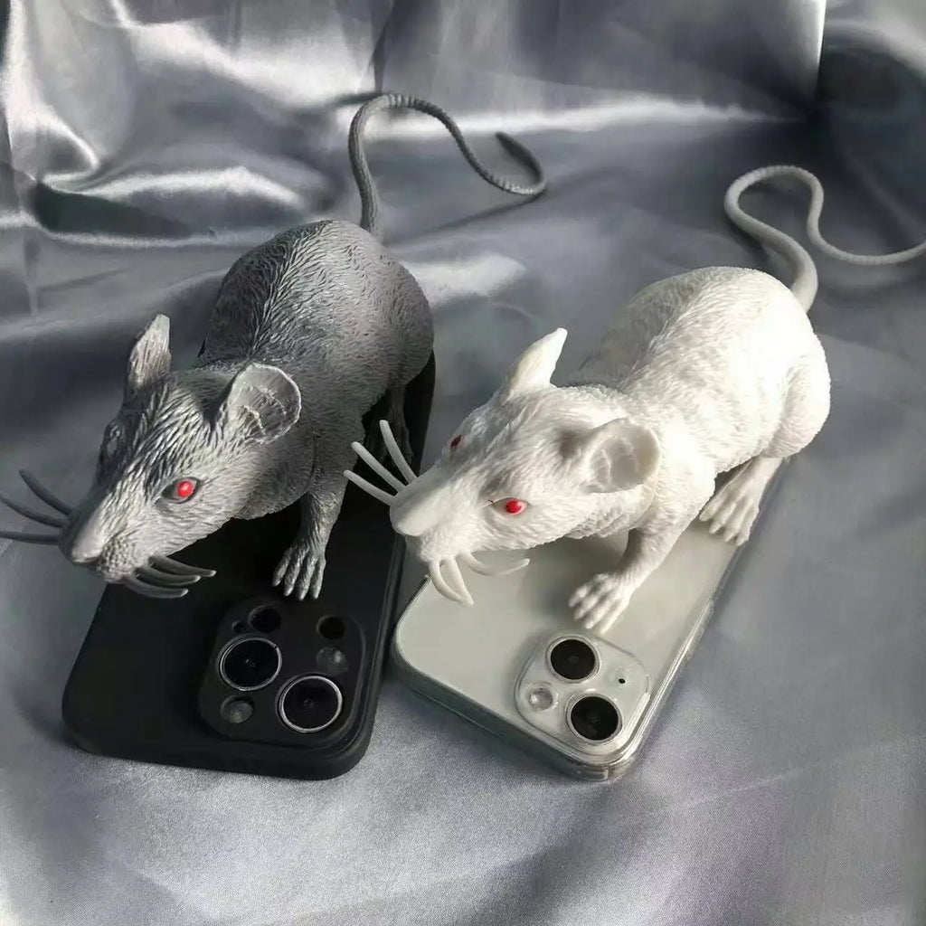 Horror simulation mouse 3D protective cover suitable for iPhone 7 8 11 12 13 14 15 16 17 Pro Max mobile phone case, prank gift.