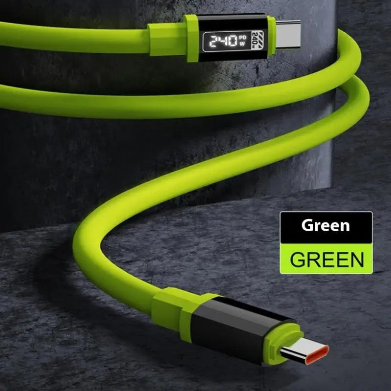 1Pc Fast Charging Cable 240W 1.5m USB Type-C To Type-C Cable With Real-Time Power Display For Mobile Phone Fast Charging Cable