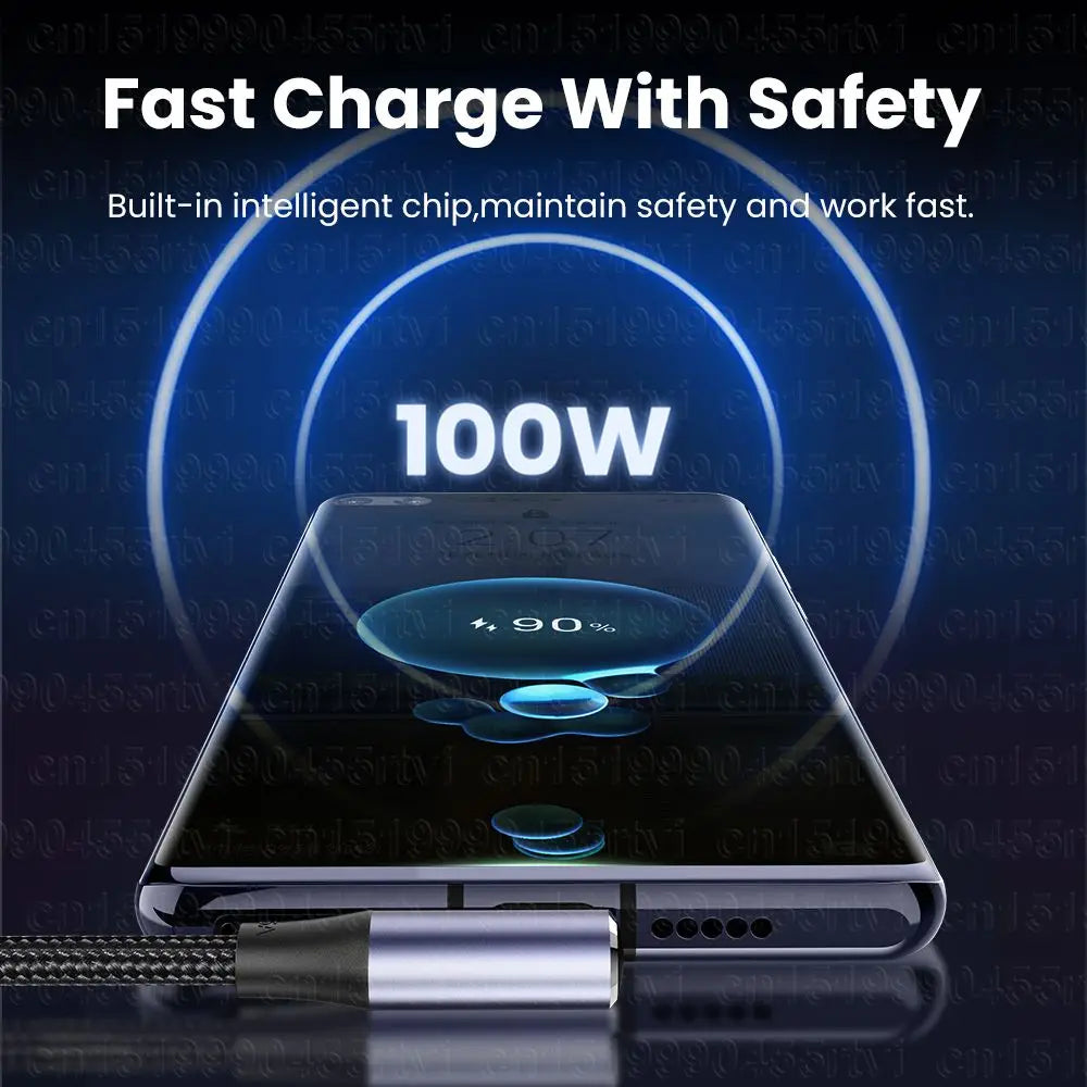 90 Degree Quick Charge 4.0 Data Line PD 100W Fast Charging USB A to USB Type C Cable Right Angle