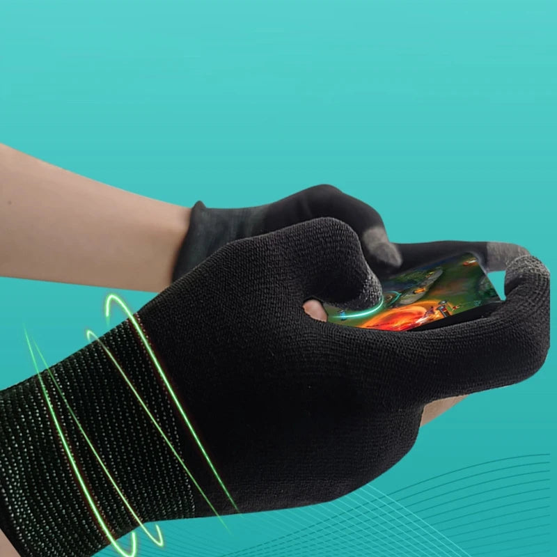 Two-finger Gaming Finger Sleeves Mobile Game Gloves Sweat-proof Touch Screen Finger Cots Seamless for Mobile Game Controllers