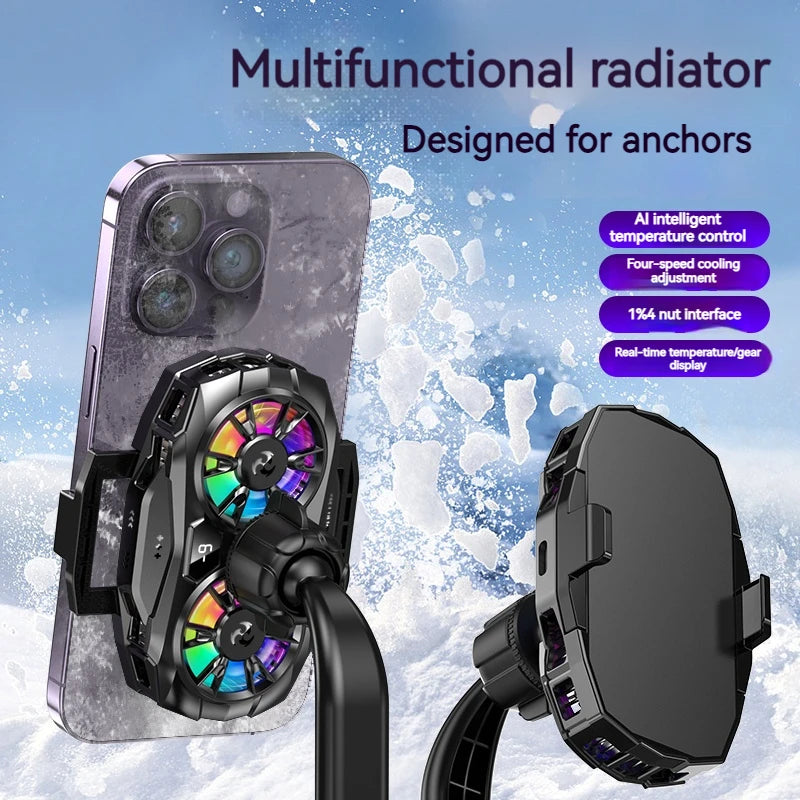 K19 Semiconductor Phone Cooler Radiator with Dual-Core Digital Temperature Display Efficient Cooling Solution for Game Heavy Use