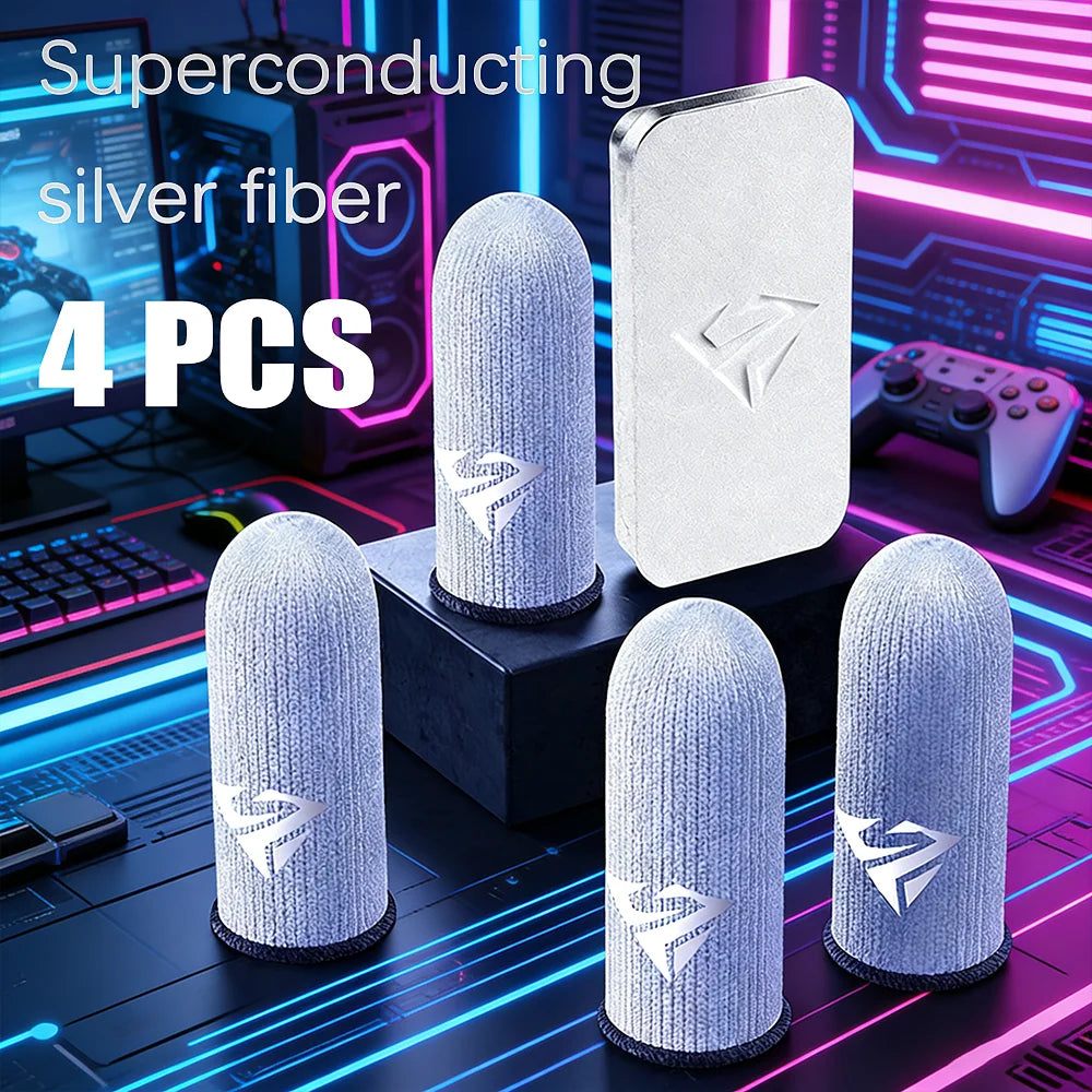 2 Pair Gamer Finger Sleeves Sweatproof Gamer Finger Covers Touch Screen Fingertips Sleeve For Mobile Game