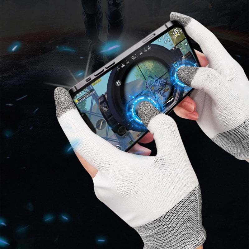 Two-finger Gaming Finger Sleeves Mobile Game Gloves Sweat-proof Touch Screen Finger Cots Seamless for Mobile Game Controllers