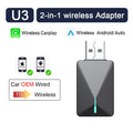 New Mini U3 Grey 2 in 1 Wireless Carplay Adapter Bluetooth WiFi Auto Connect Wireless Android Auto Dongle OTA Online Upgrade