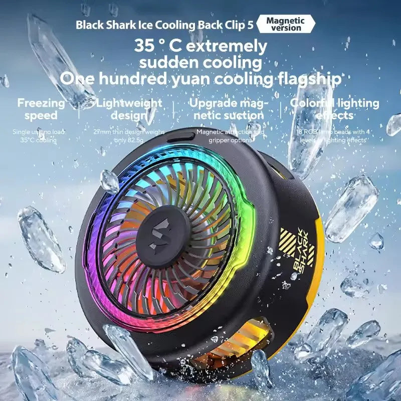 Black Shark 5 Magnetic Cooling Fan For Quick Cooling Mobile Phone Bback Dlip Semiconductor Powerful Cooler Gaming Accessories