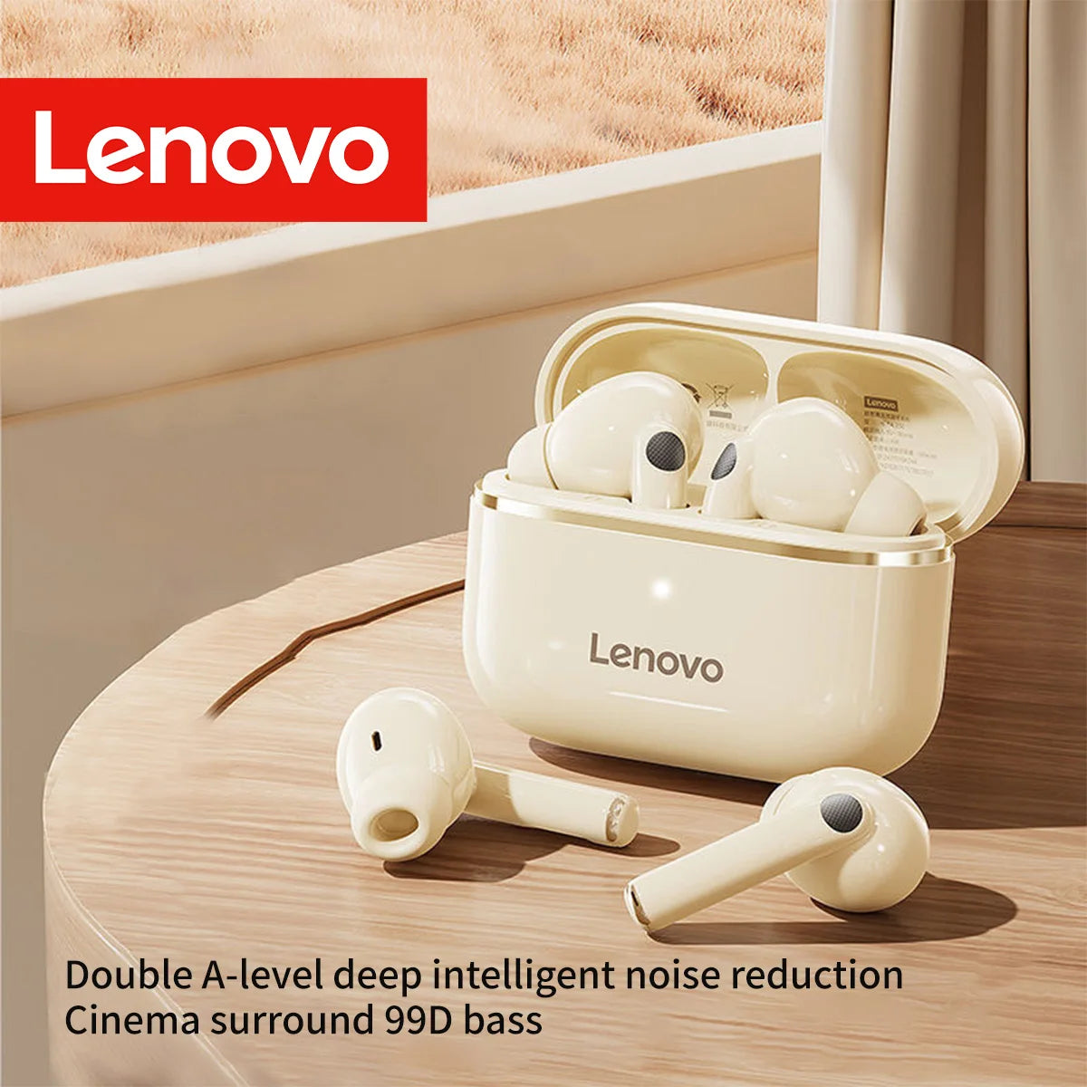 Lenovo Wireless Earbuds BT5.4 Low Latency HD Call with Noise Reduction Long Standby Ergonomic Human-Ear Design