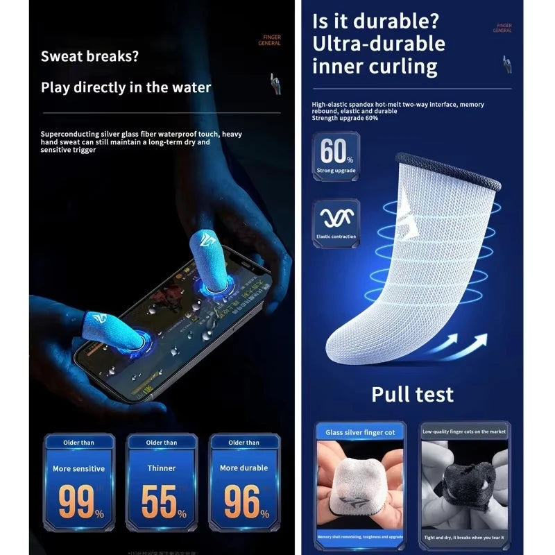 2 Pair Gamer Finger Sleeves Sweatproof Gamer Finger Covers Touch Screen Fingertips Sleeve For Mobile Game