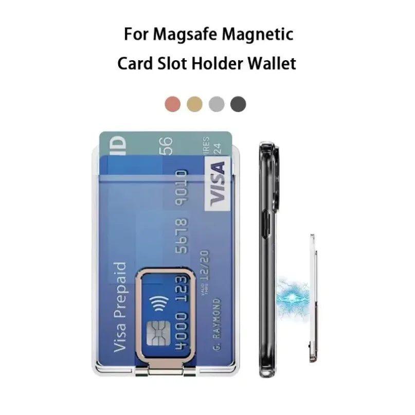 Magnetic Phone Card Holder 2 in 1 Magnetic Card Stand Bank Card Storage For Magsafe iPhone 16 15 14 13 12 Safe Phone Shell Mount