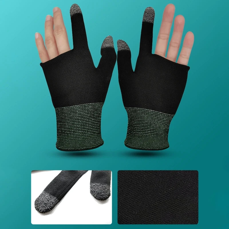 Two-finger Gaming Finger Sleeves Mobile Game Gloves Sweat-proof Touch Screen Finger Cots Seamless for Mobile Game Controllers