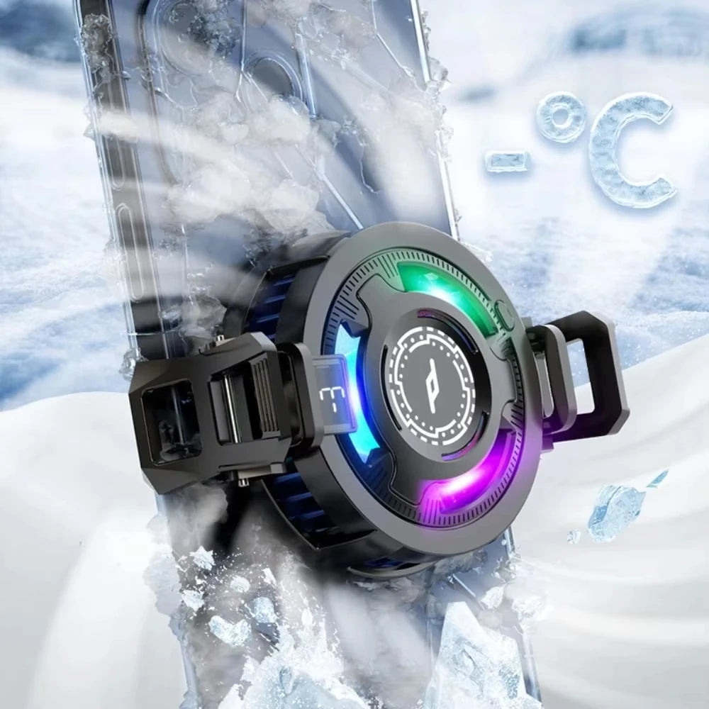Universal Phone Cooler Mobile Gaming Radiator Cell Phone Cooling Fan with RGB Light Portable Heatsink for Mobile Esports