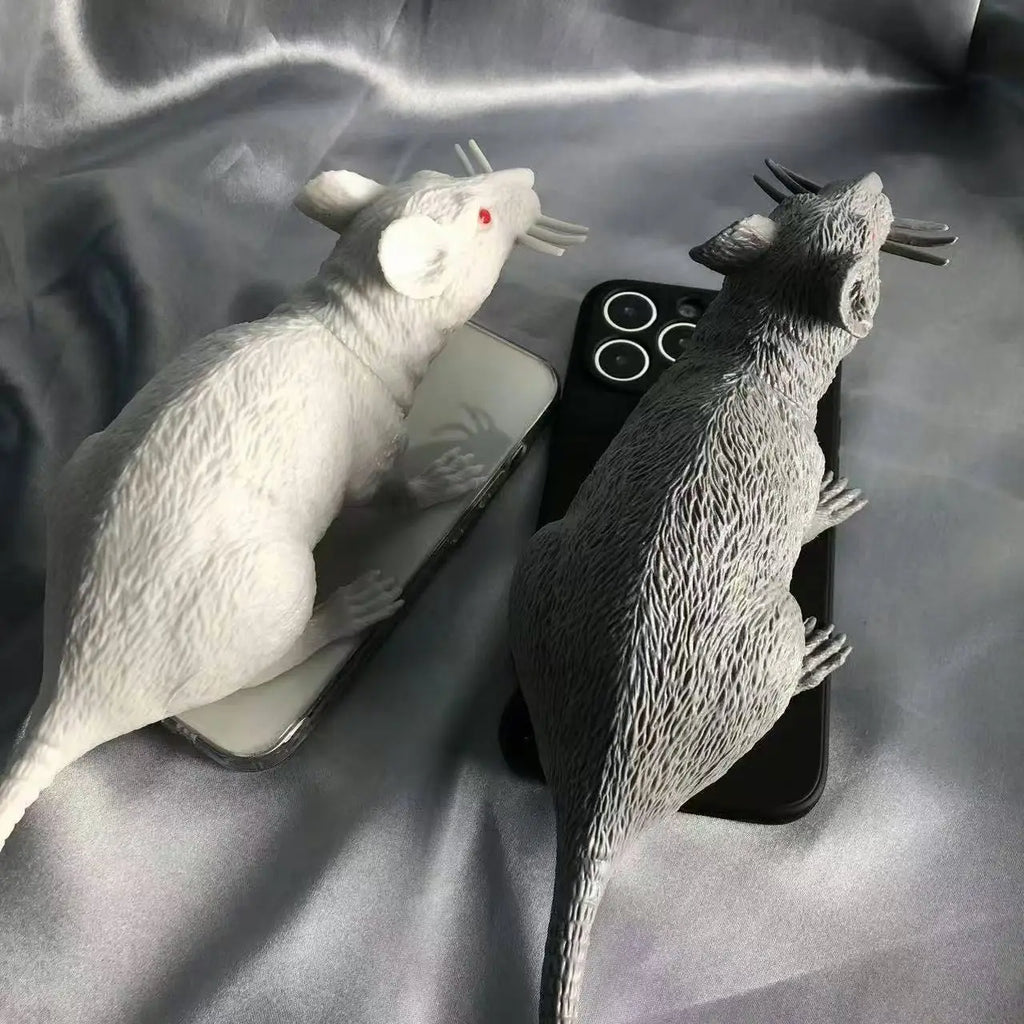 Horror simulation mouse 3D protective cover suitable for iPhone 7 8 11 12 13 14 15 16 17 Pro Max mobile phone case, prank gift.