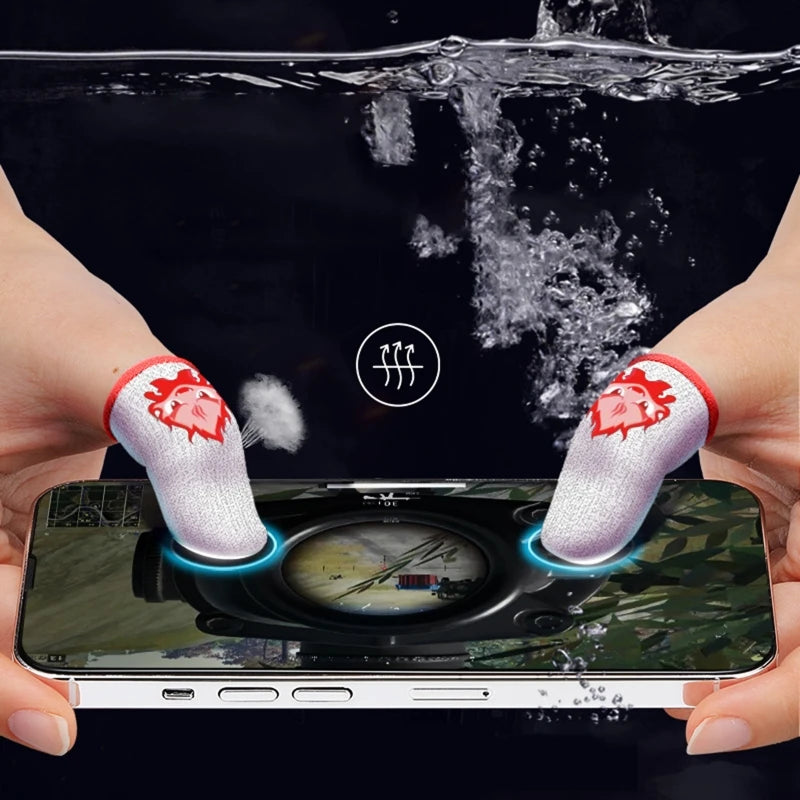 Gaming Finger Sleeves for Mobile Gaming 0.25mm Glass Silver Fiber Seamless Thumb Fingertip Cover Anti-Sweat for PUBG/COD/LOL/ROS