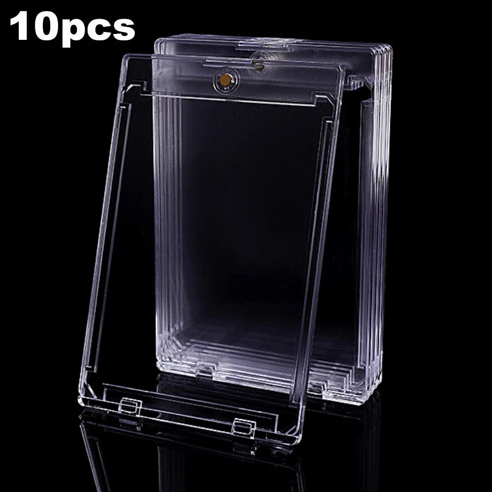 10PCS Magnetic Cards Holder 35PT Hard Plastic Storage Boxes Uv-Resistant Acrylic Card Holders for Collectors Display Box