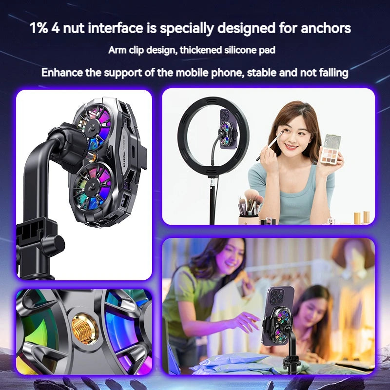 K19 Semiconductor Phone Cooler Radiator with Dual-Core Digital Temperature Display Efficient Cooling Solution for Game Heavy Use