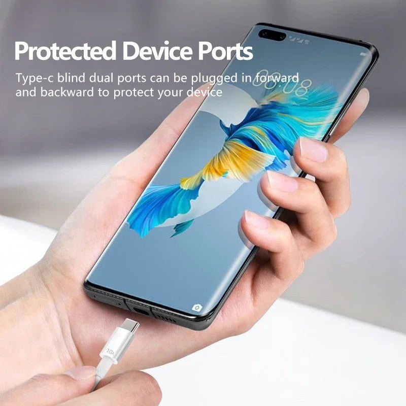 120W 10A USB to Type C Cable 0.3/1M/1.5M/2M Super Fast Charging Cable For Android Huawei P30 Honor Data Cord For Xiaomi Redmi