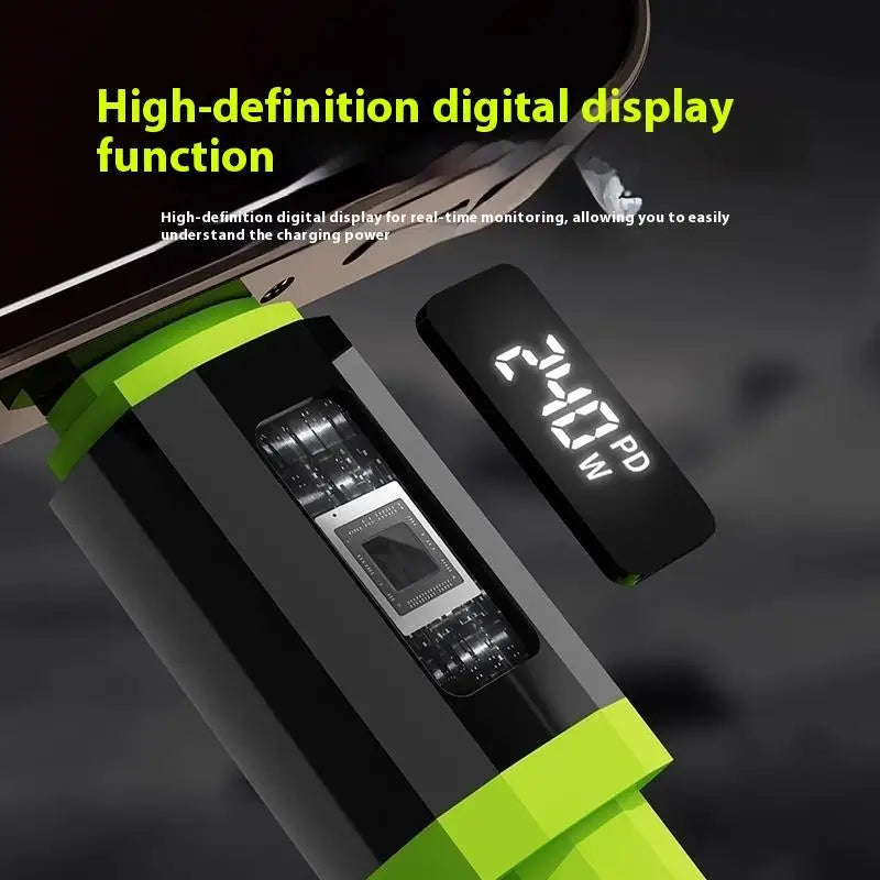 1Pc Fast Charging Cable 240W 1.5m USB Type-C To Type-C Cable With Real-Time Power Display For Mobile Phone Fast Charging Cable