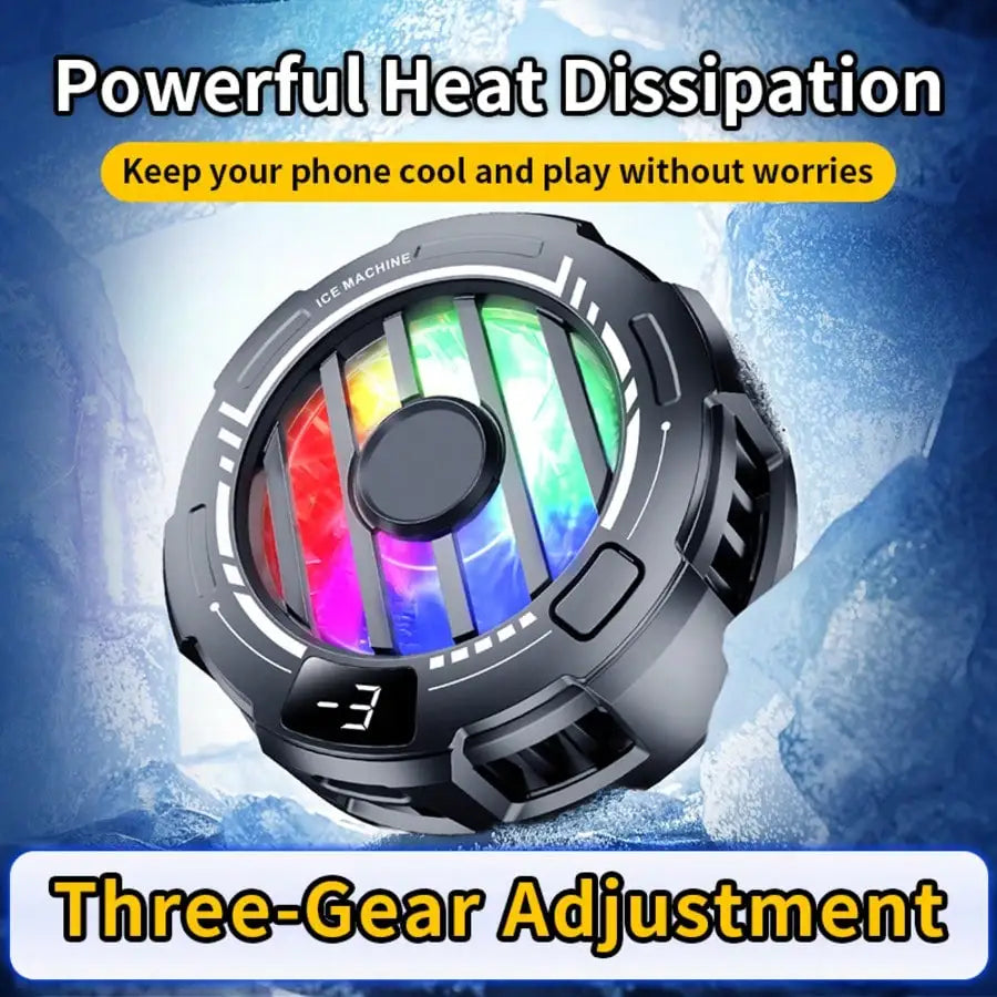Phone Cooler, Magnetic Fan Small USB Fan for Gaming with Removable Grip, Semiconductor Cooling RGB Radiator