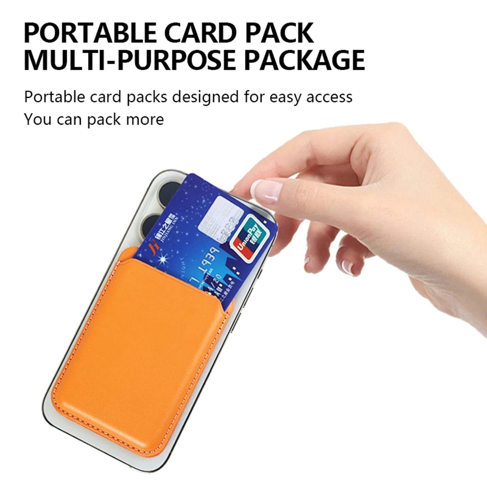 Magnetic Card Holder for Magsafe Multifunctional  Leather Card Storage Pouch with Hide Stand for i Phone 16 15 14 13 12 Series