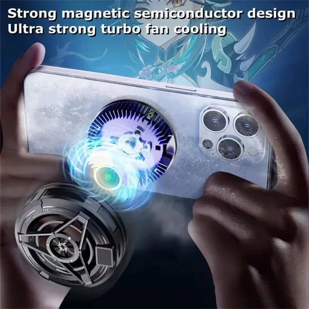 FANGTUOSI Magnetic Phones Cooler Back-Clip 2 in 1 Game Cooler Semiconductor Fast Phone Cooling Fan for IOS Android Phone