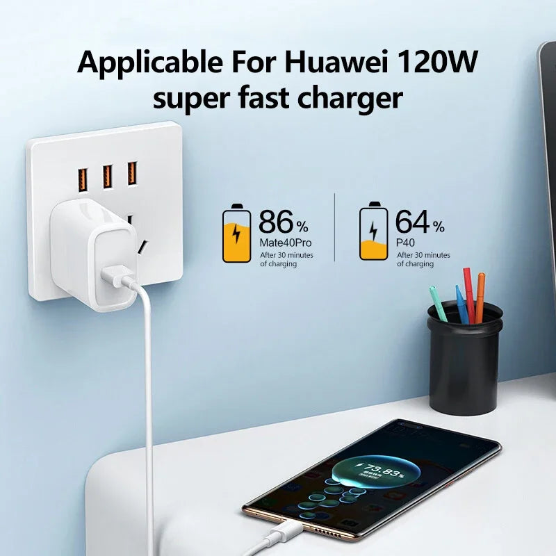 120W 10A USB to Type C Cable 0.3/1M/1.5M/2M Super Fast Charging Cable For Android Huawei P30 Honor Data Cord For Xiaomi Redmi