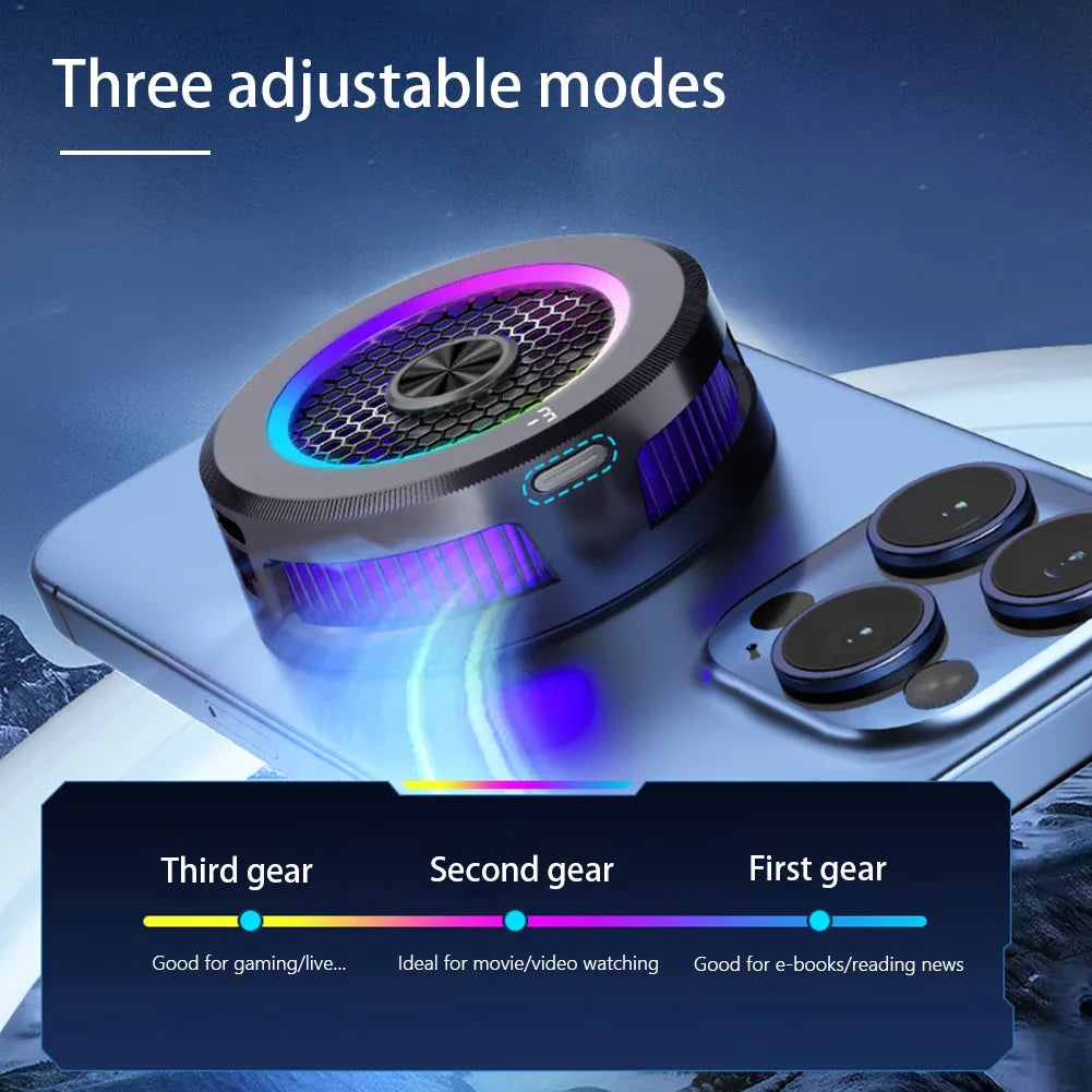 Magnetic & Back-clip Phone Cooler 15W Mobile Gaming Cooling Fan Cooler Mobile Phone Radiator for Android Iphone PUBG Game Cooler