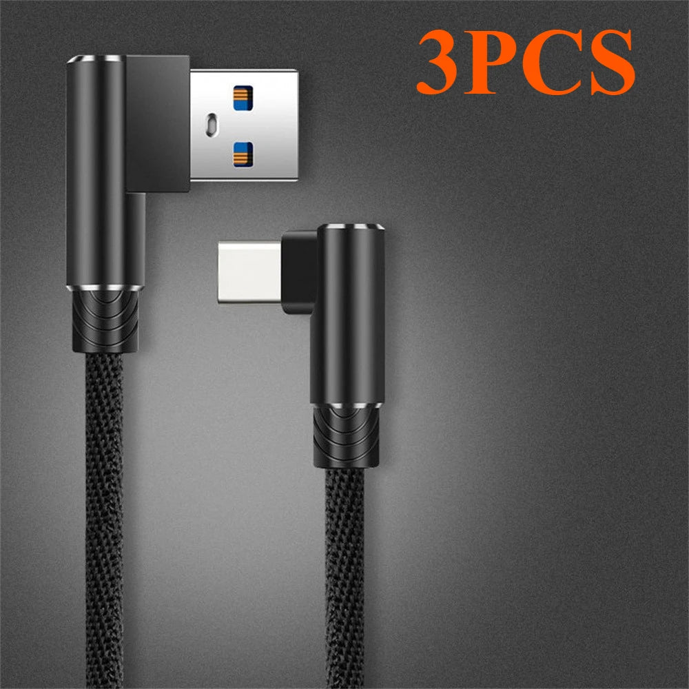 40W 5A USB To Type C Fast charge Weave Data Cable 90 Degree Phone Charger Cable For iPhone Xiaomi Redmi Huawei USB Charging Wire